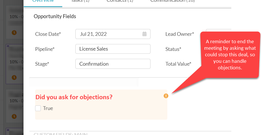 Contextual sales training screenshot
